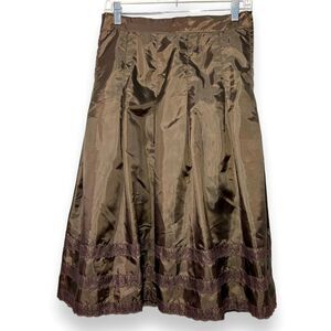 Selene Sport | A line Skirt with Lace Trim Chestnut Brown Medium